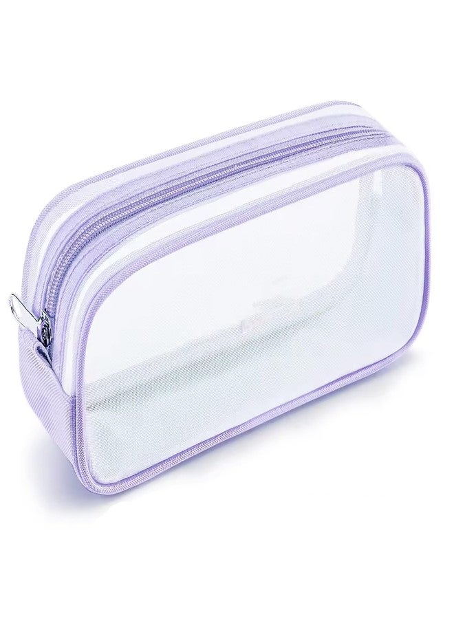 DROPOSALE Big Transparent Pencil Pouch with Zipper Simple Stationery Bag Aesthetic for School Teen Girl Boy Multi-Purpose Use for Office Men Women Pack of 1 (Purple) - Image 3